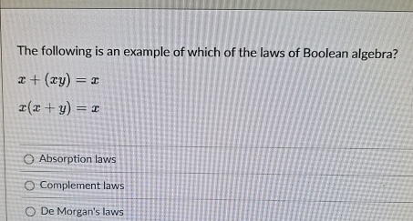 The following is an example of which of the laws