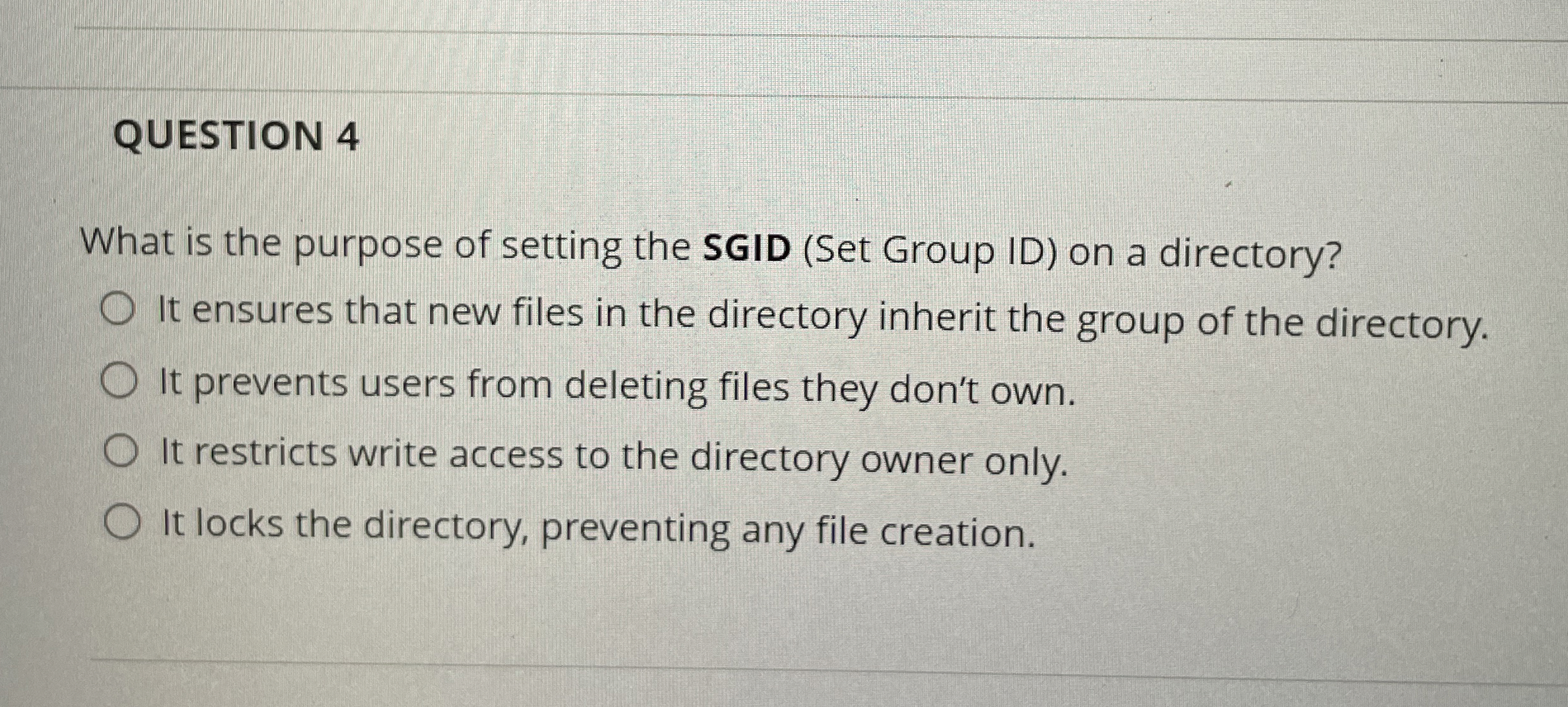 QUESTION 4 What is the purpose of setting the
