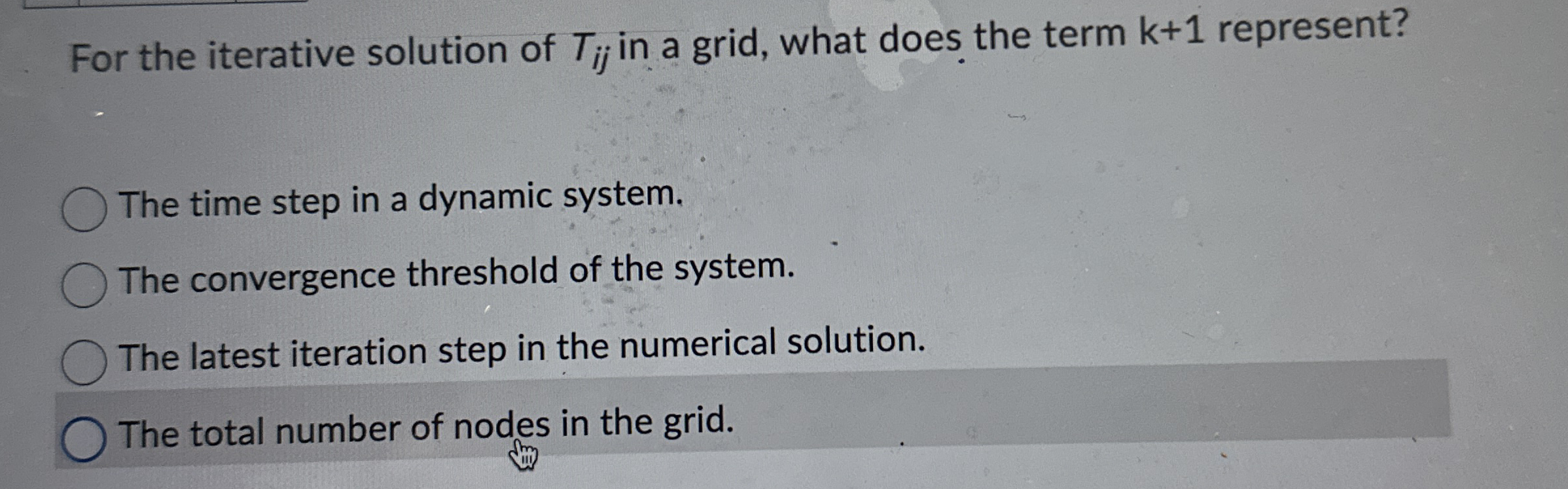 For the iterative solution of T i j in a grid,
