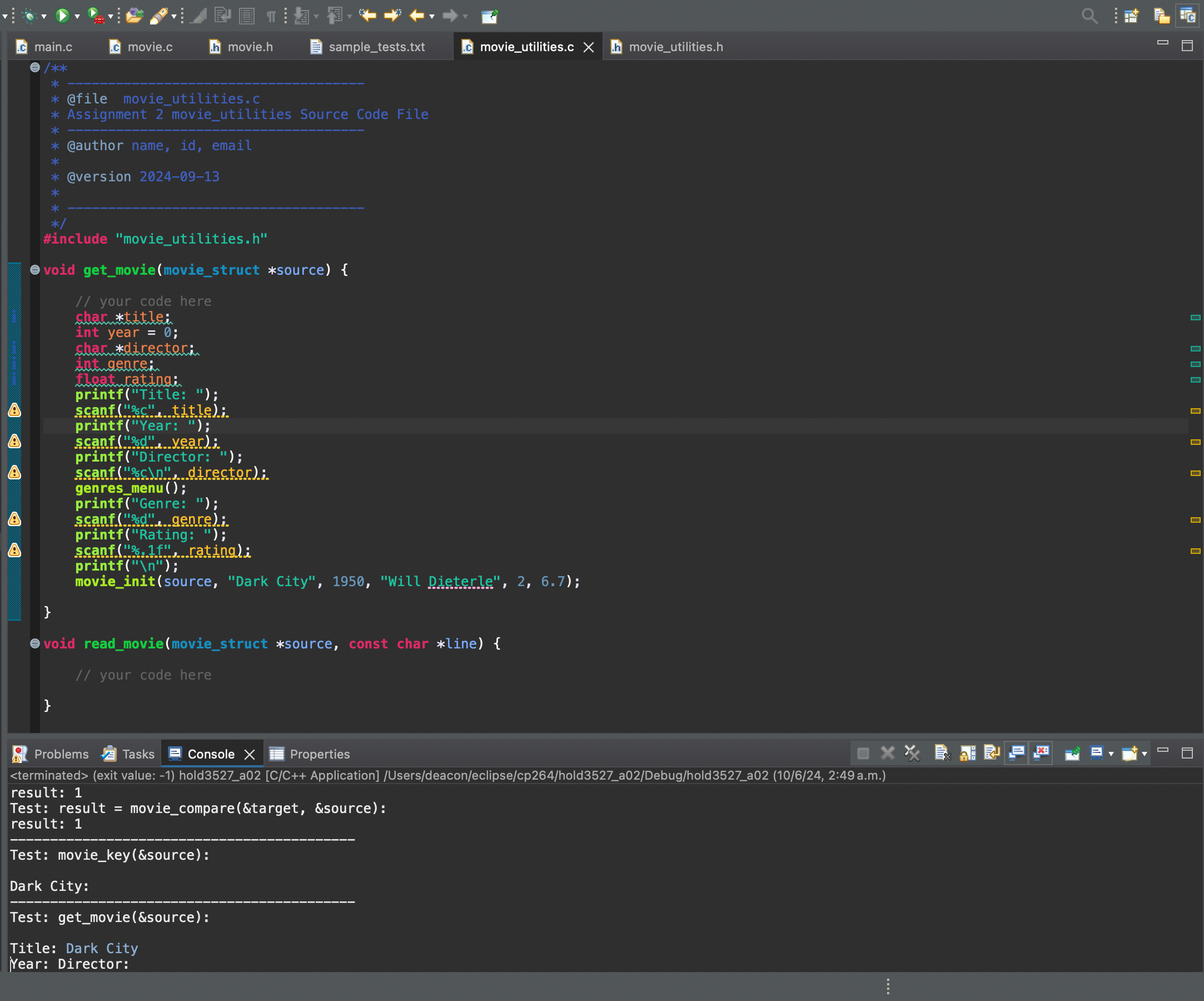 I am creating a get _ movie function that