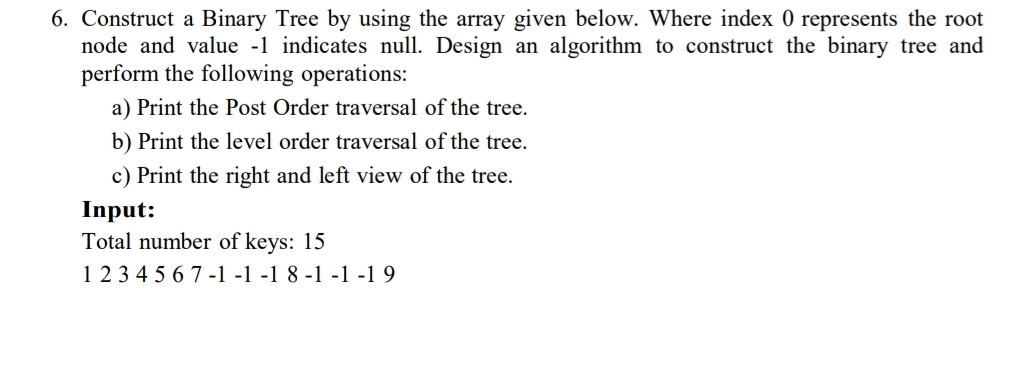 Construct a Binary Tree by using the array given