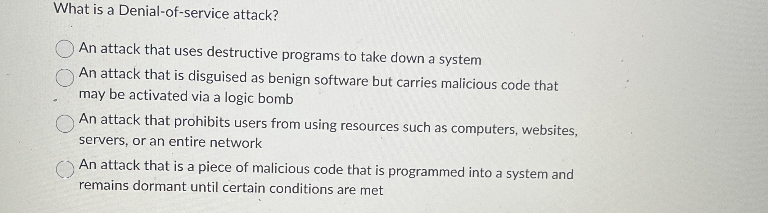 What is a Denial - of - service attack? An attack