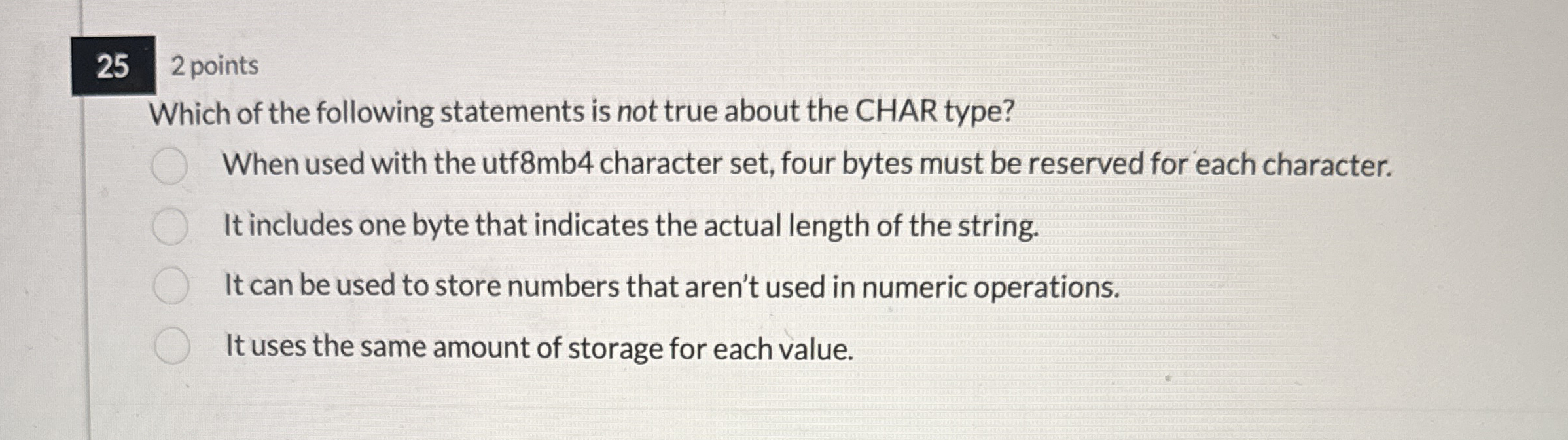 2 5 2 points Which of the following statements is