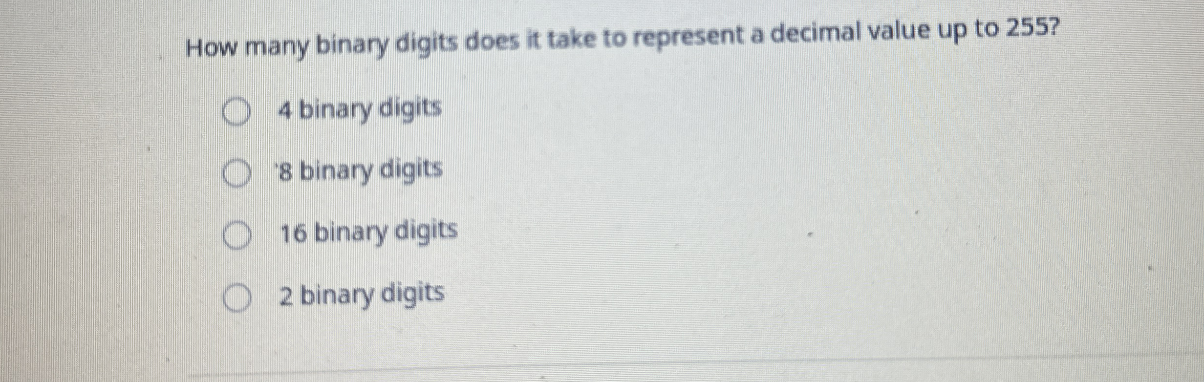 How many binary digits does it take to represent