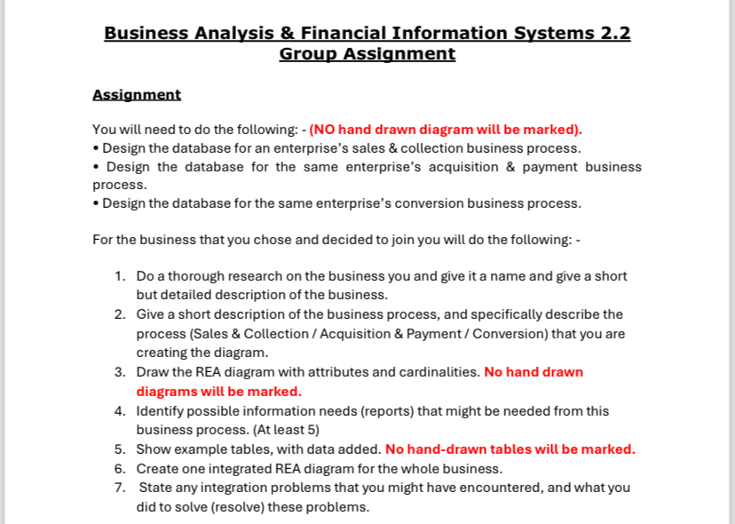 Business Analysis & Financial Information Systems