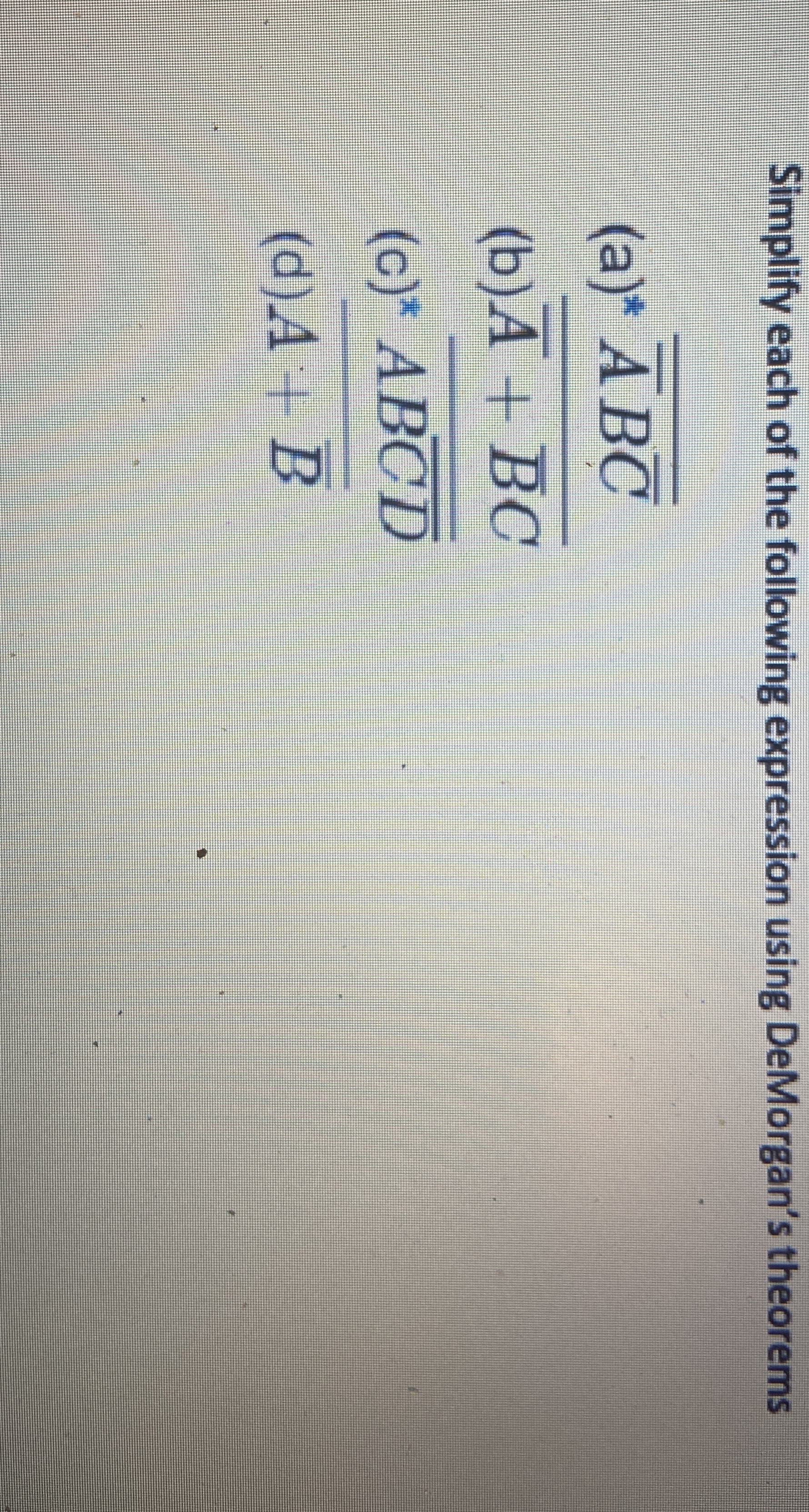 Simplif each of thee following expression using