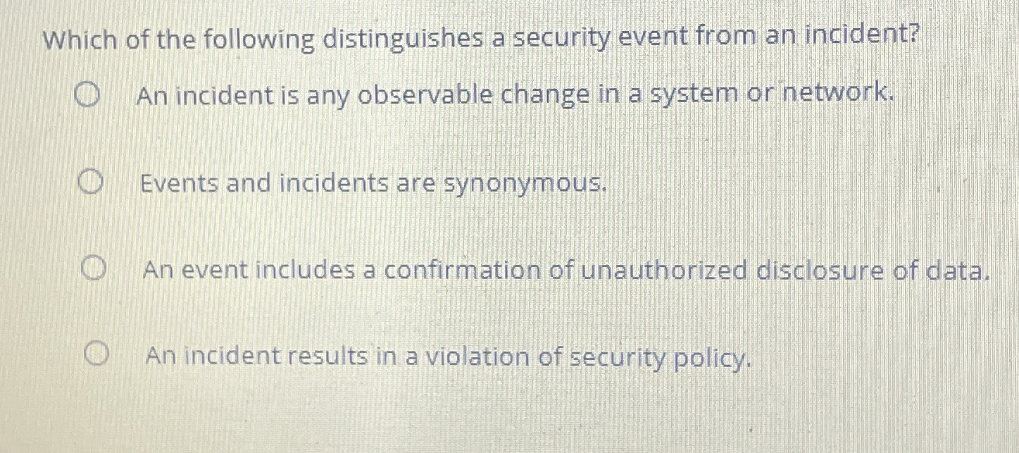 Which of the following distinguishes a security