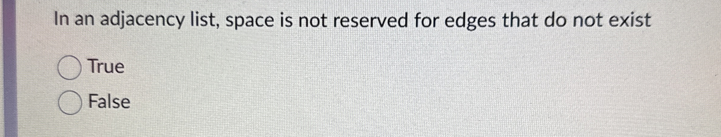 In an adjacency list, space is not reserved for