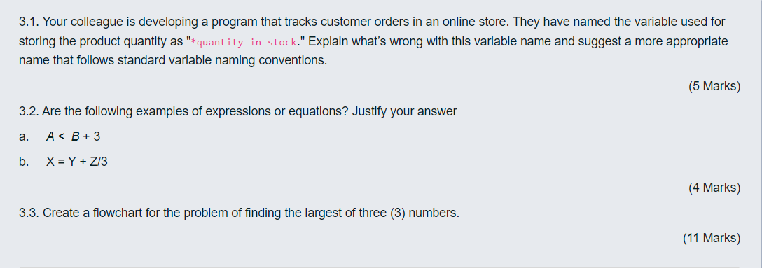 3 . 1 . Your colleague is developing a program