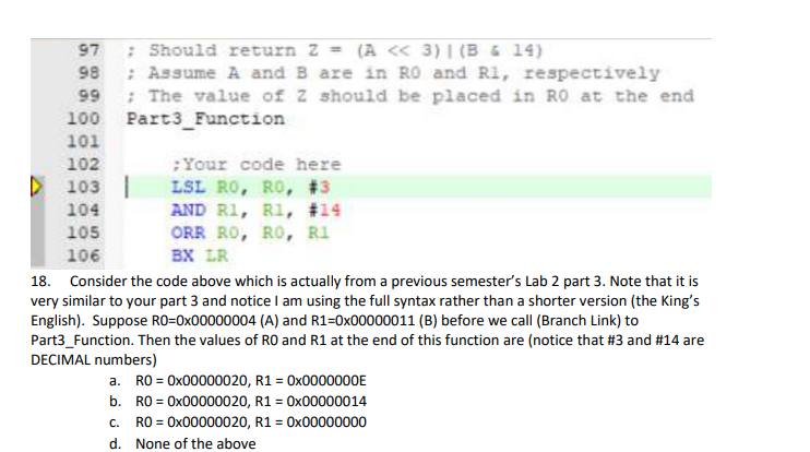 ; Should return Z = ( A < < 3 ) | ( B 5 1 4 ) ;