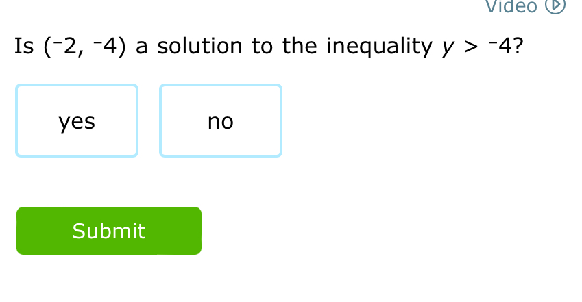 Is ( - 2 , - 4 ) a solution to the inequality y  style=