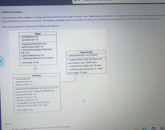 Problem Description A very popular crichet
