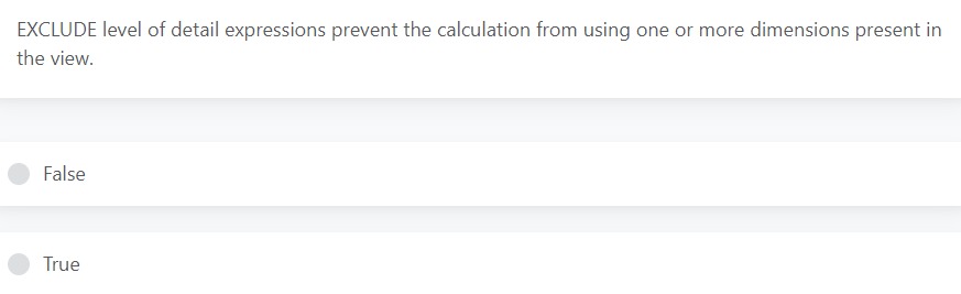 EXCLUDE level of detail expressions prevent the