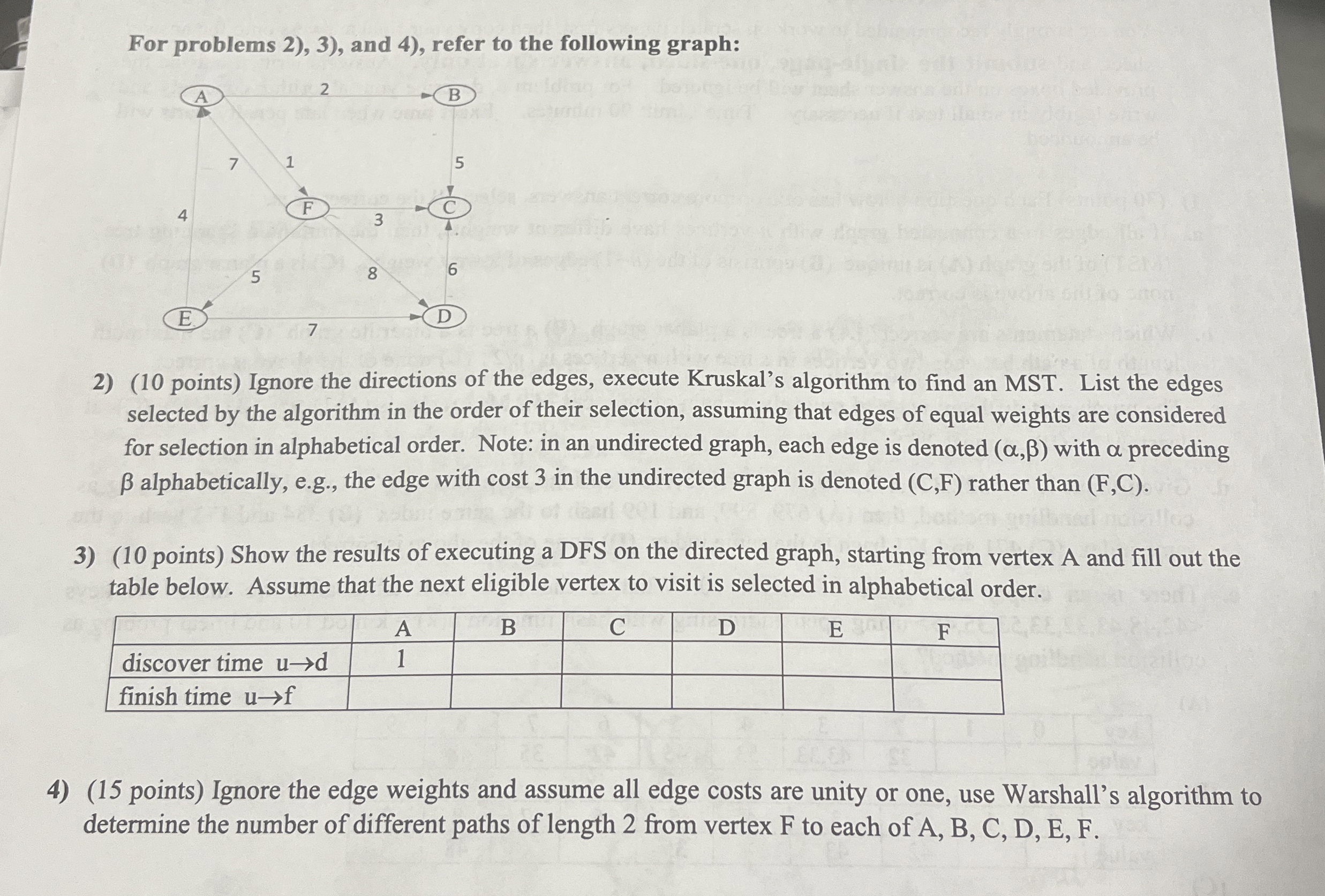For problems 2 ) , 3 ) , and 4 ) , refer to the