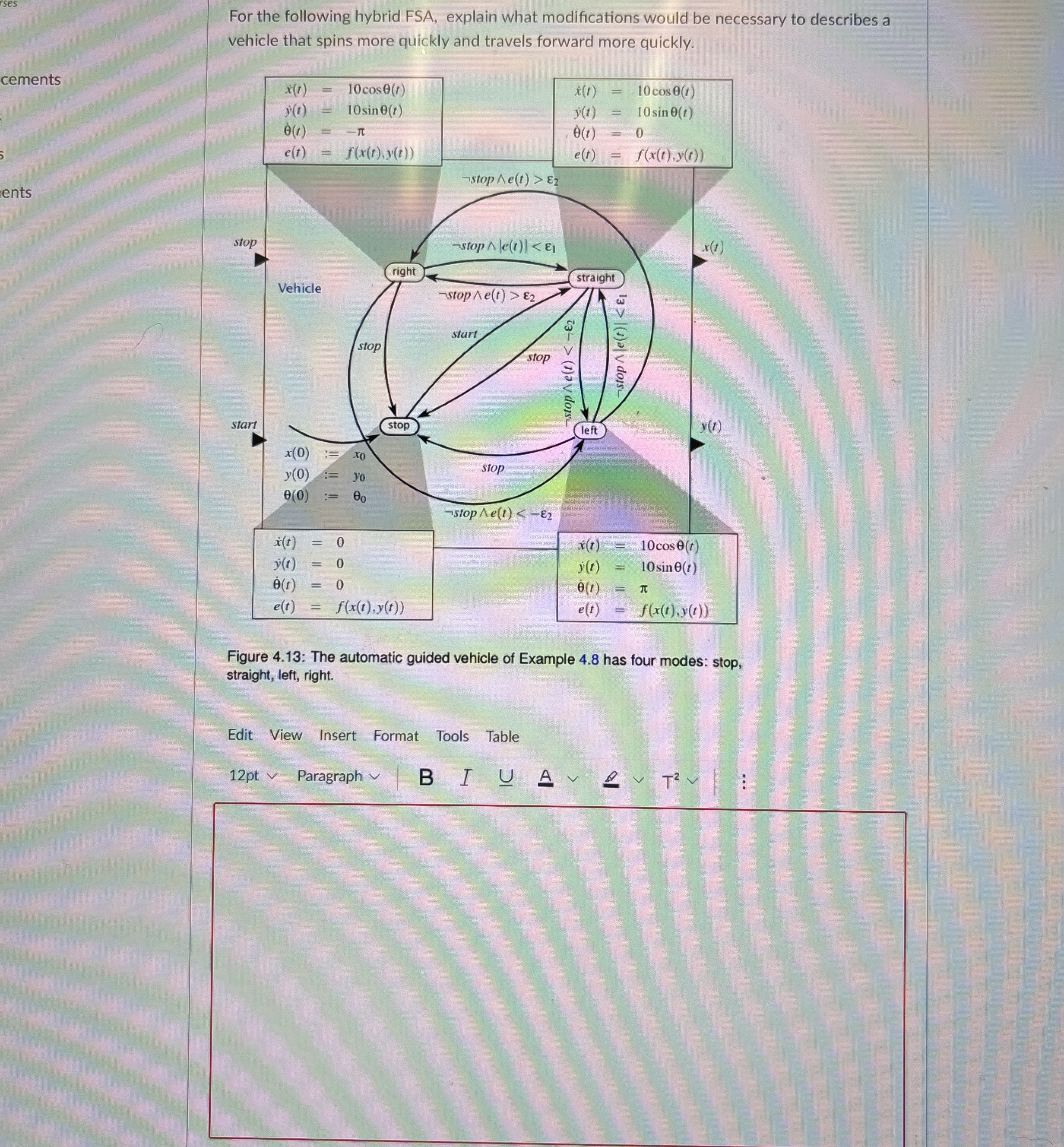 For the following hybrid FSA, explain what