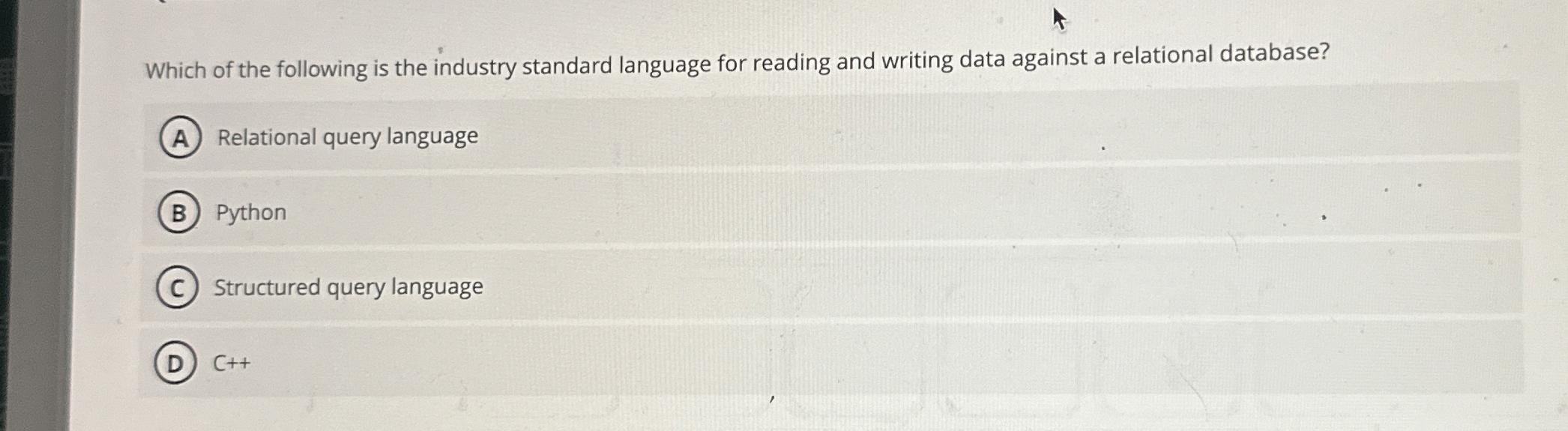 Which of the following is the industry standard