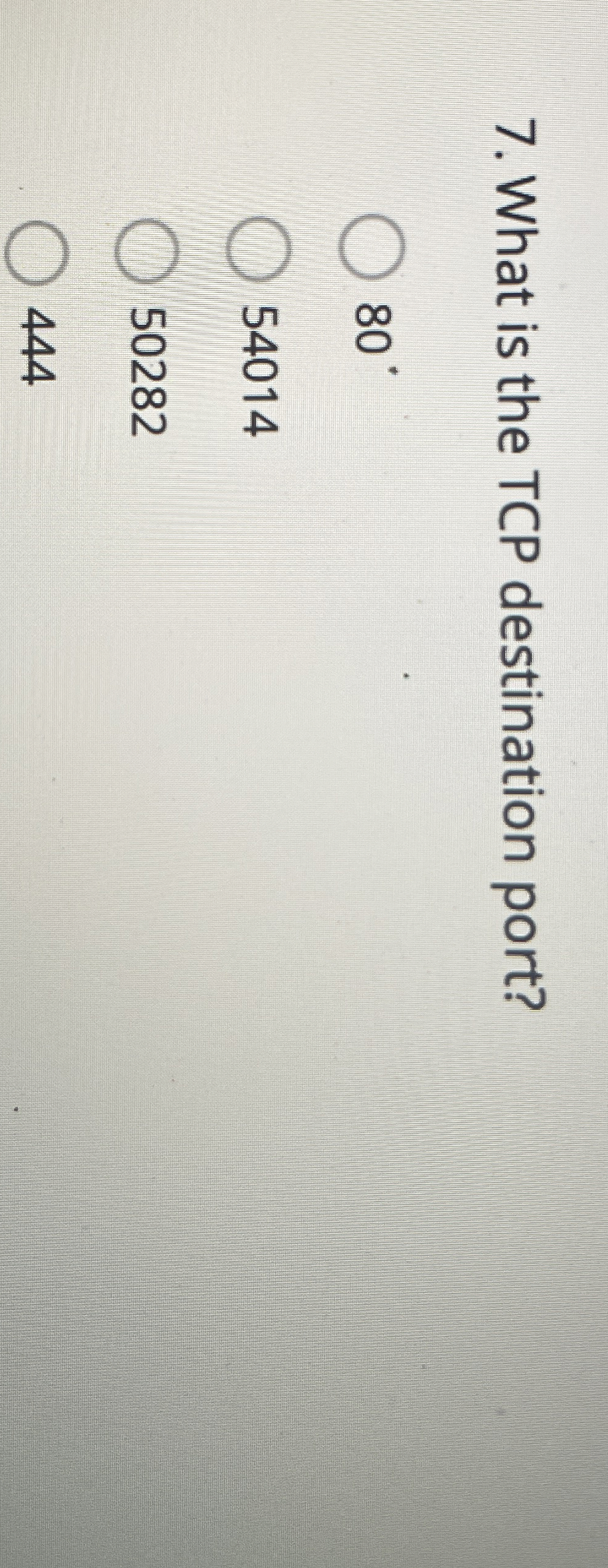 What is the TCP destination port? 8 0 5 4 0 1 4 5