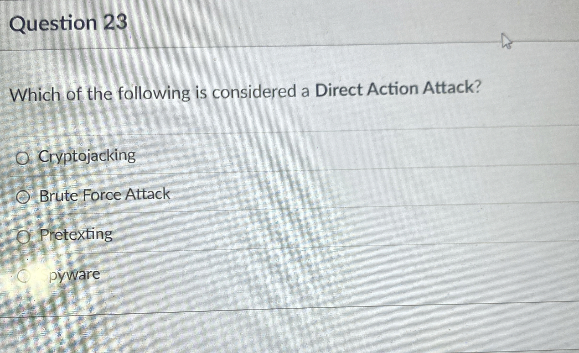 Question 2 3 Which of the following is considered