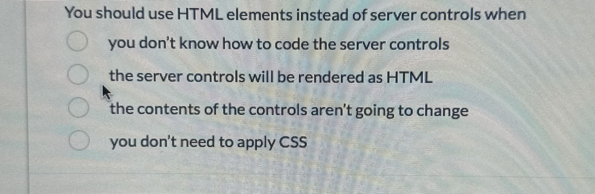 You should use HTML elements instead of server