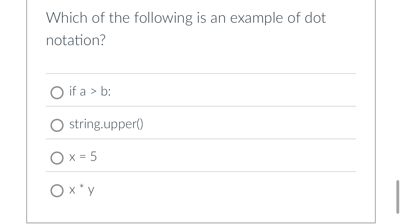 Which of the following is an example of dot