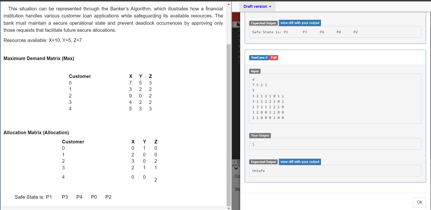 TestCase - 2 Fail Input j UnSafe in c language