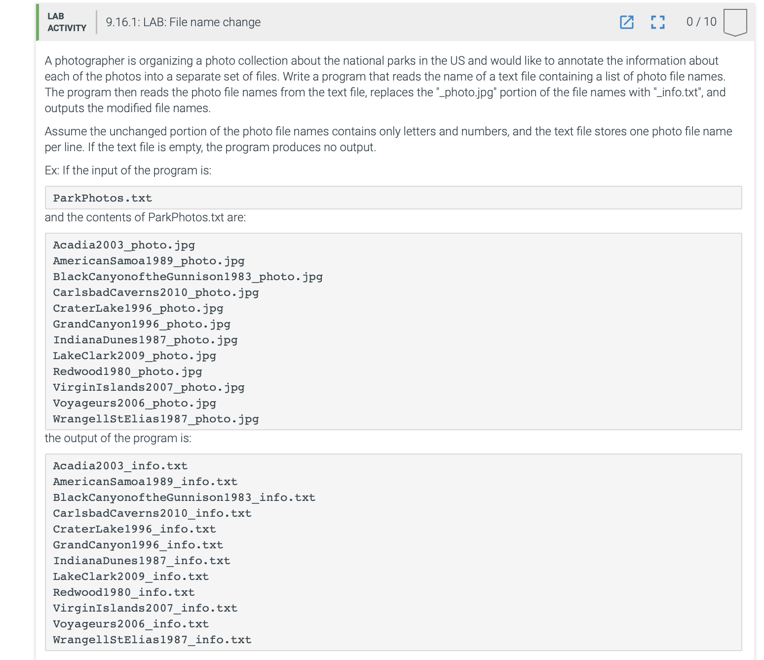 in c + + provide source code on zyBooks lab 7 . 2