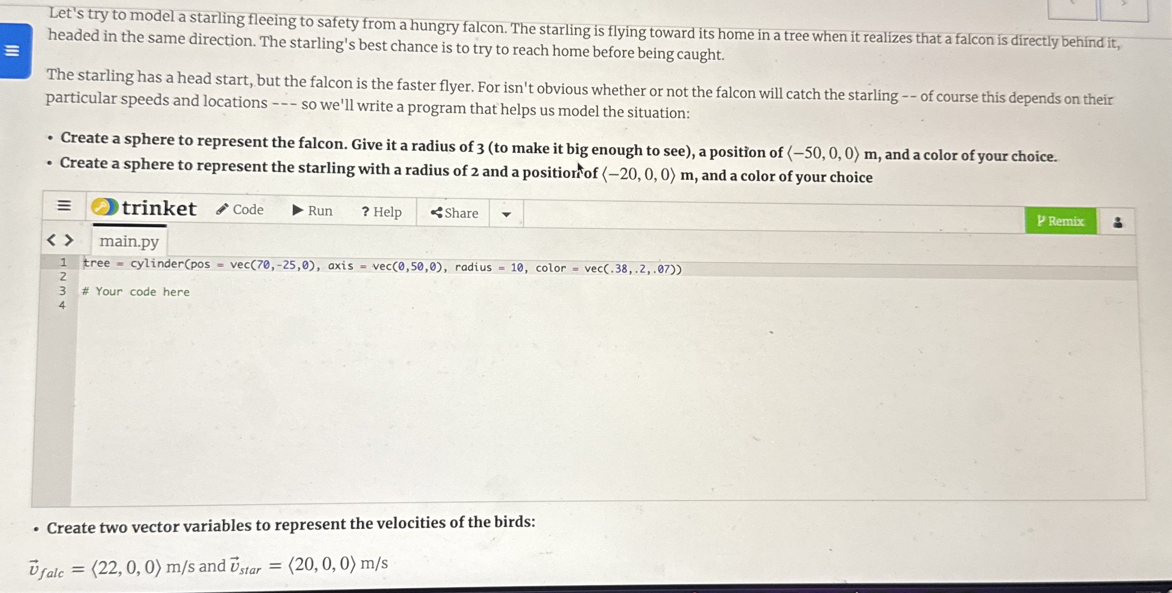 Let's try to model a starling fleeing to safety