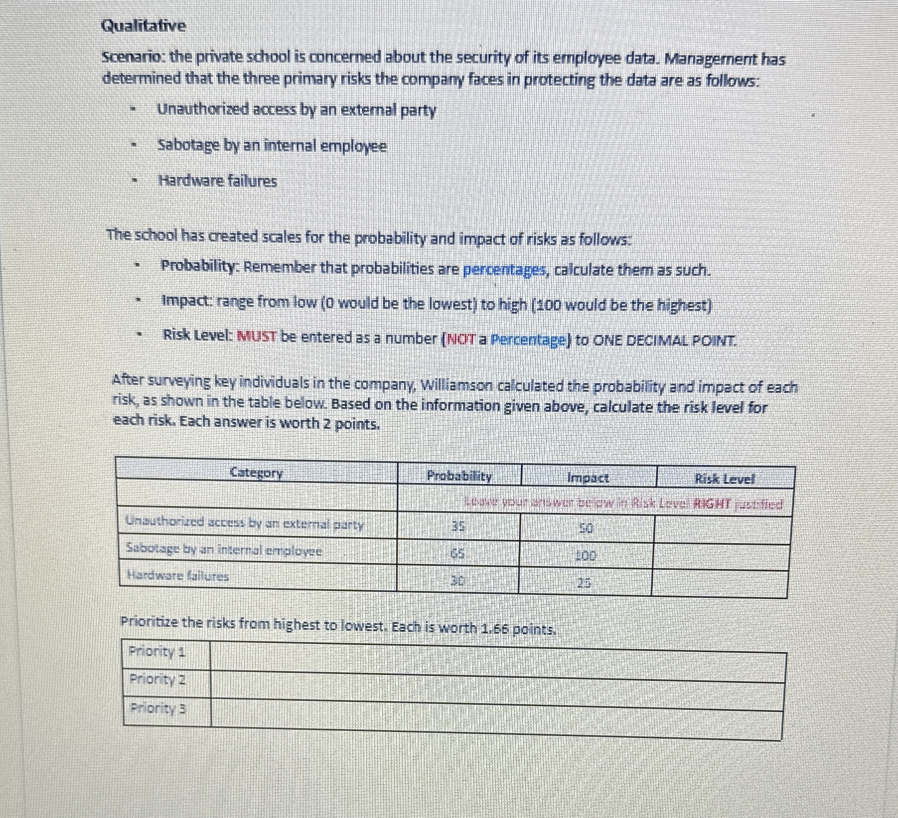 Qualitative scenario: the private school is