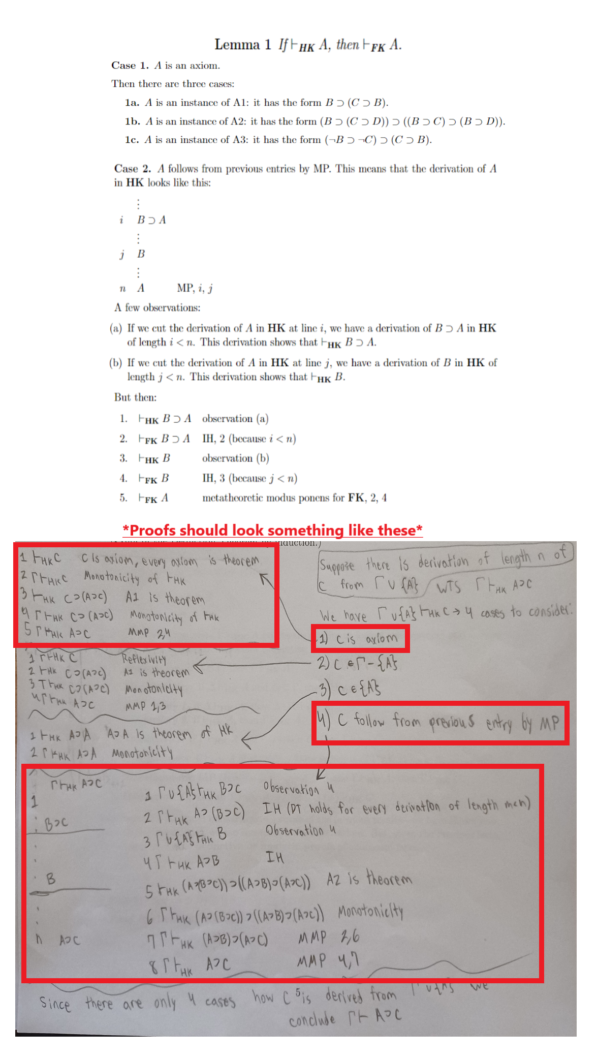 Complete the cases for proving Lemma 1 using