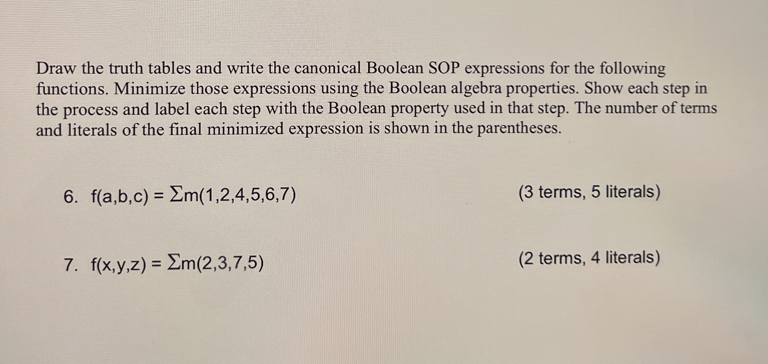 Draw the truth tables and write the canonical