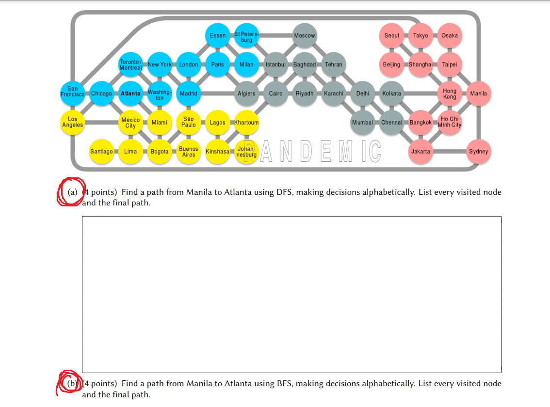 ( a ) 4 points ) Find a path from Manila to