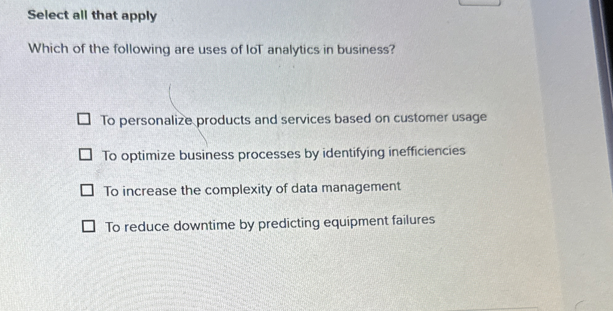 Select all that apply Which of the following are