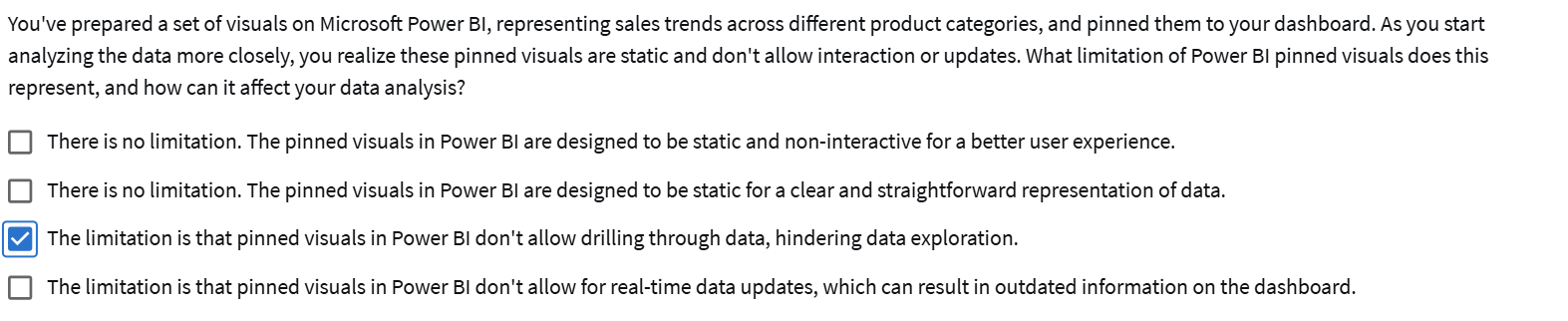 You've prepared a set of visuals on Microsoft
