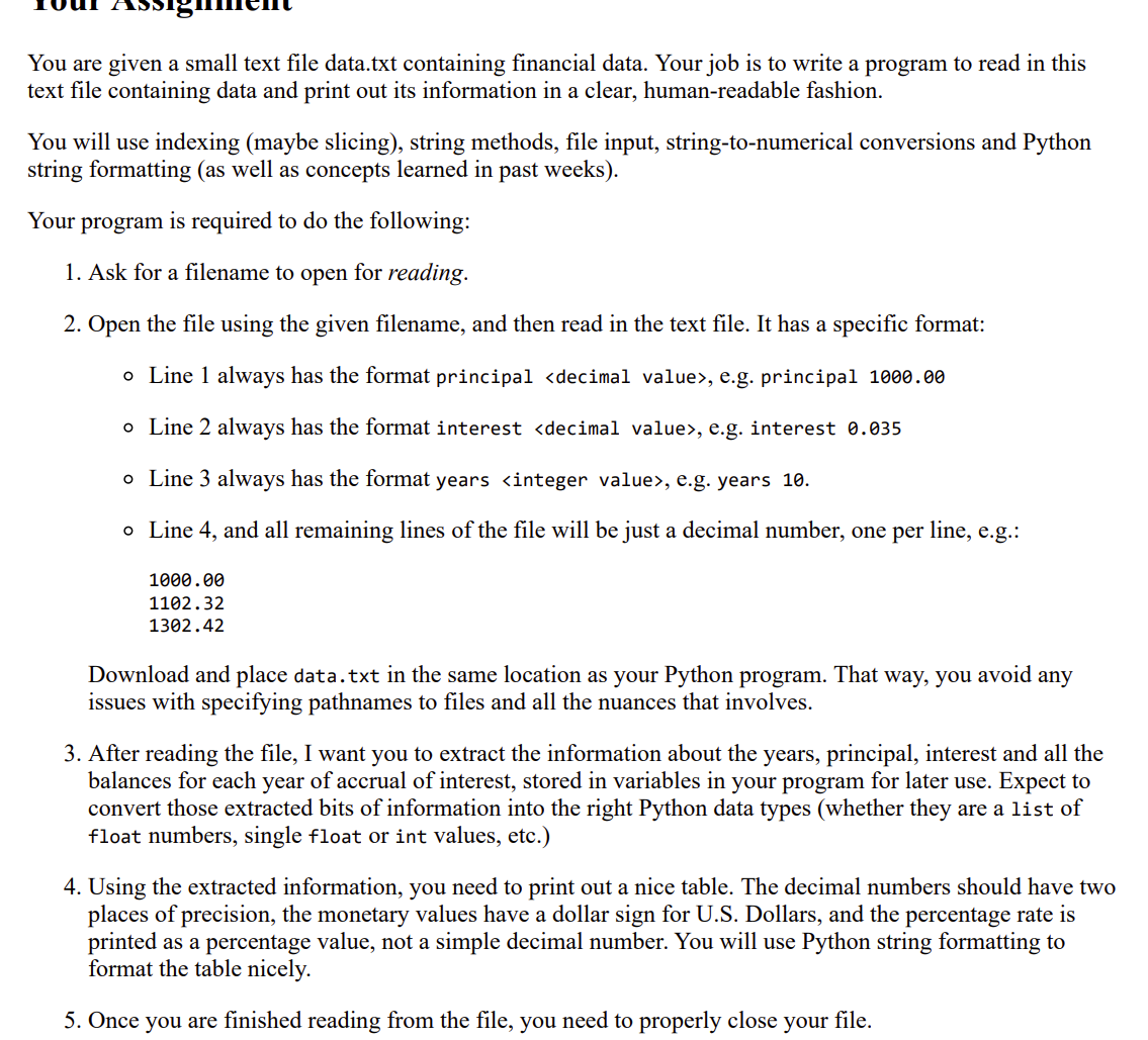 You are given a small text file data.txt
