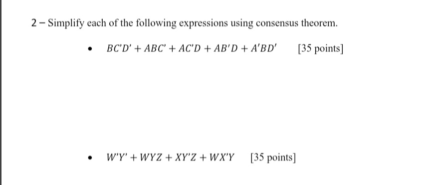 2 - Simplify each of the following expressions
