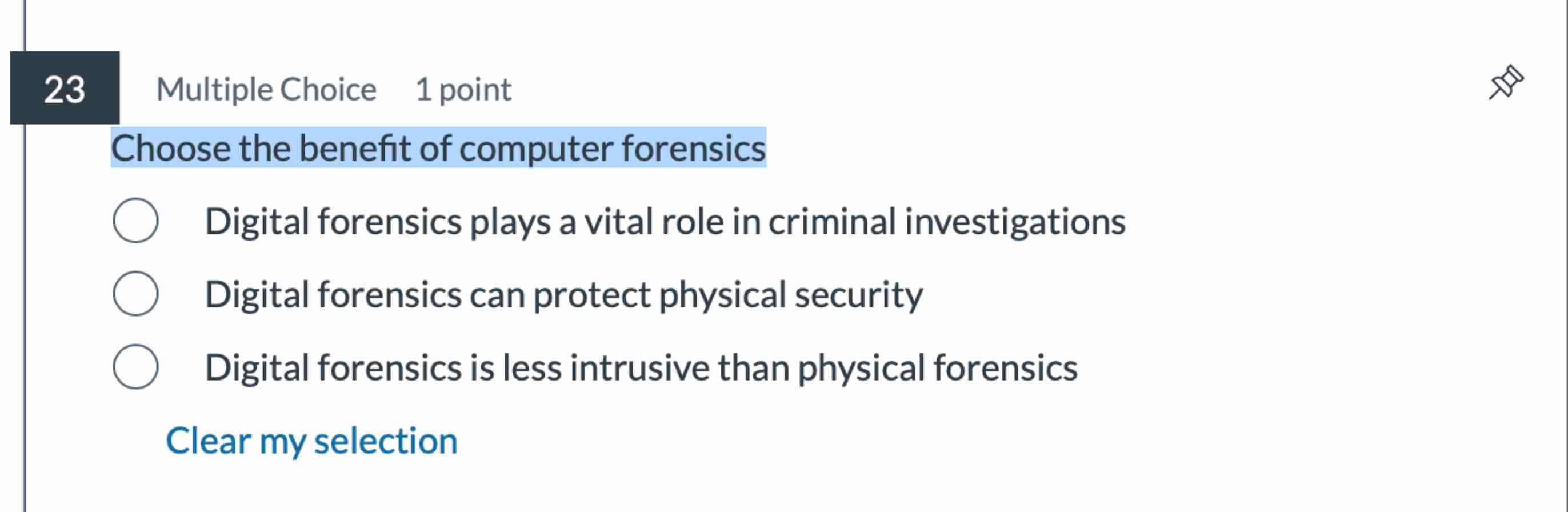 2 3 Multiple Choice 1 point Choose the benefit of