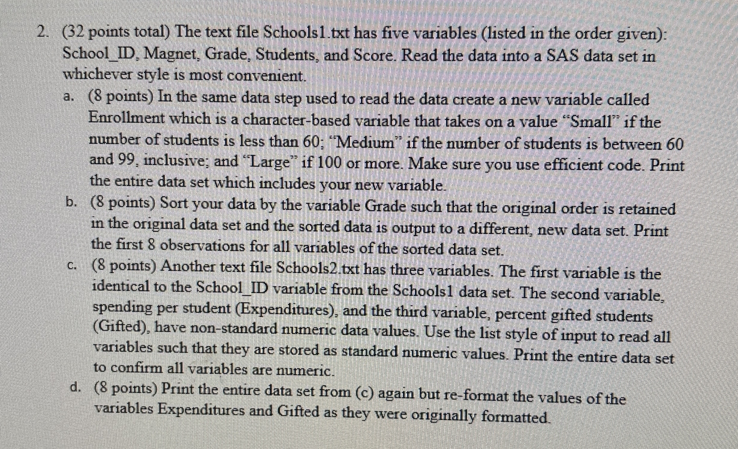 ( 3 2 points total ) The text file Schools 1 txt