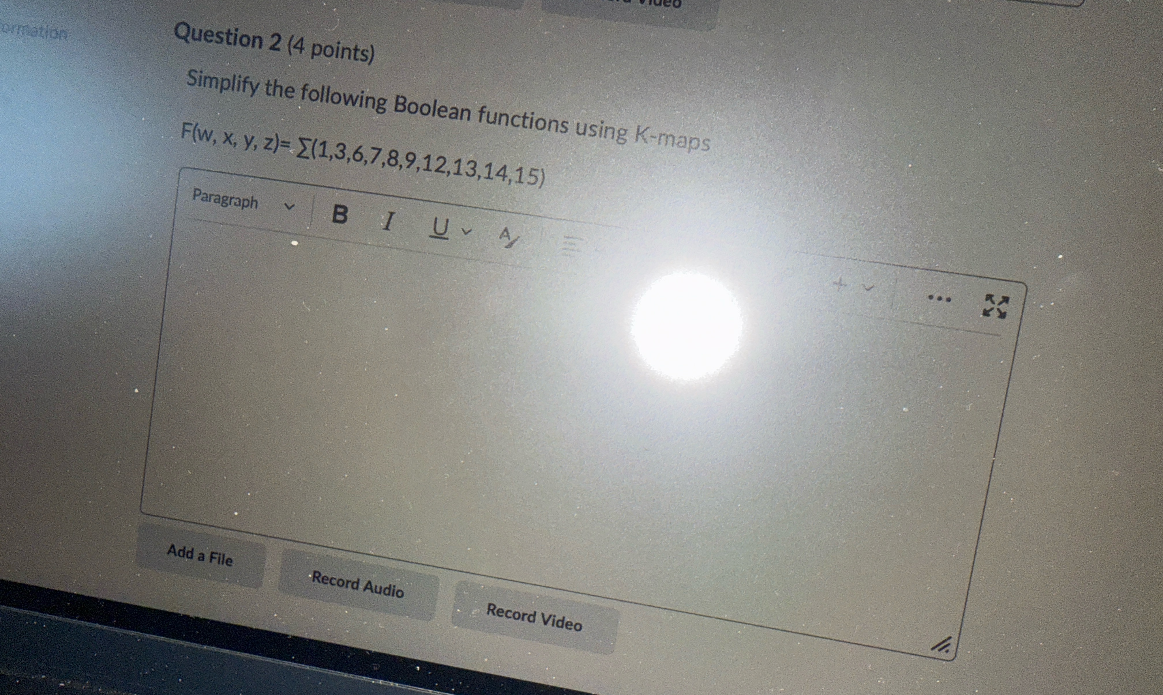 Question 2 ( 4 points ) Simplify the following