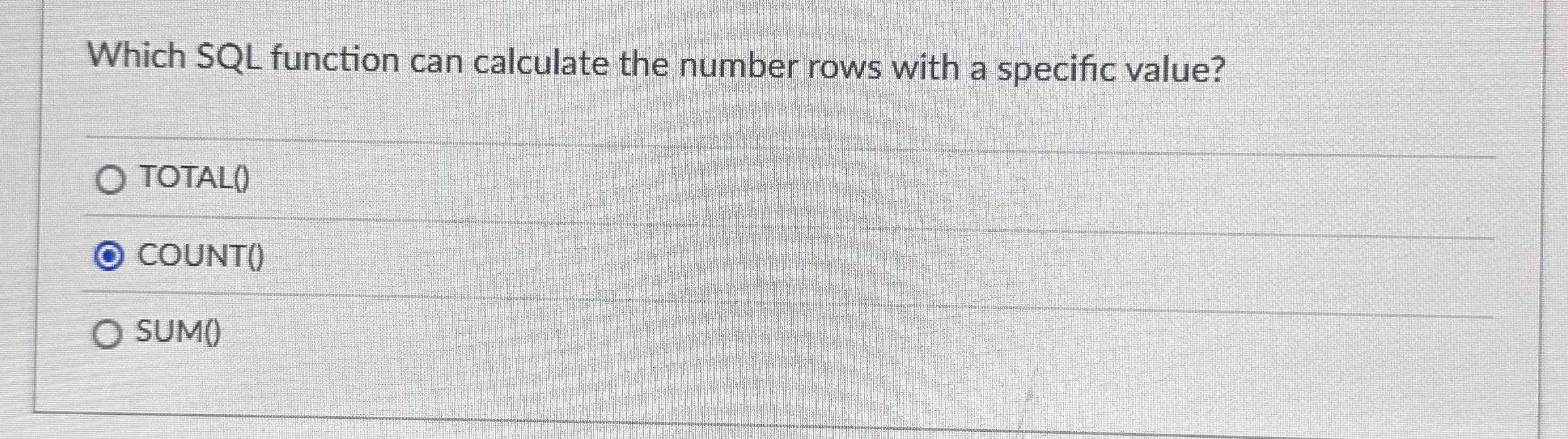 Which SQL function can calculate the number rows