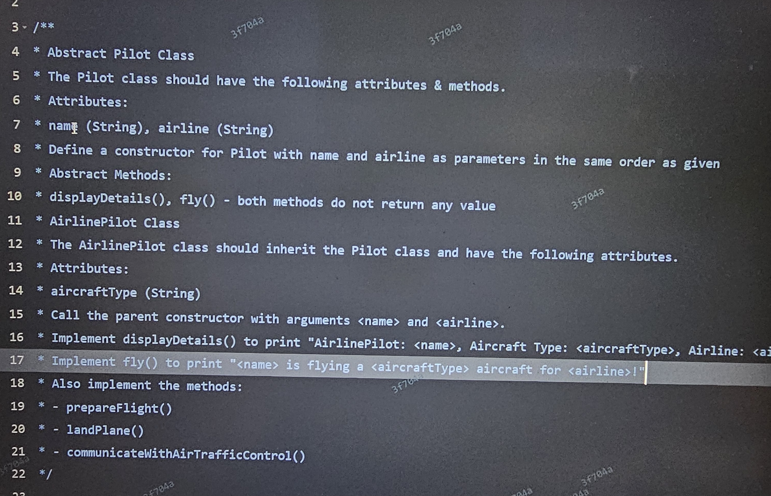 3 * 1 * * 4 * Abstract Pilot Class 5 * The Pilot