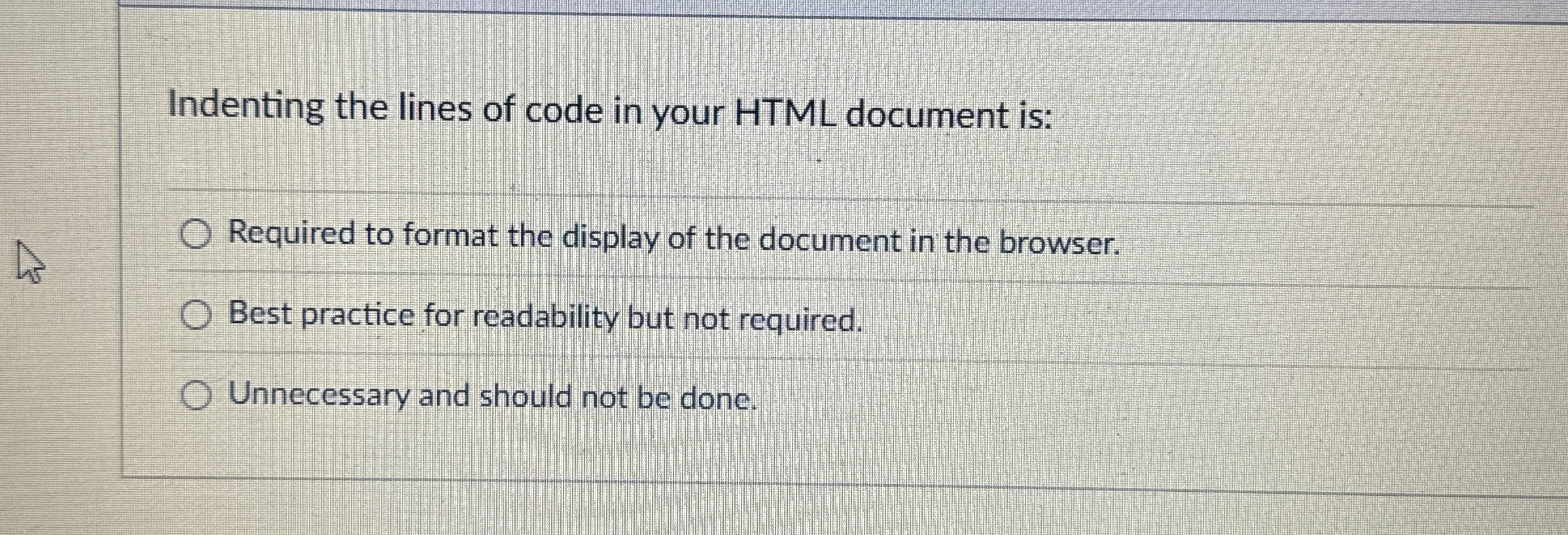 Indenting the lines of code in your HTML document