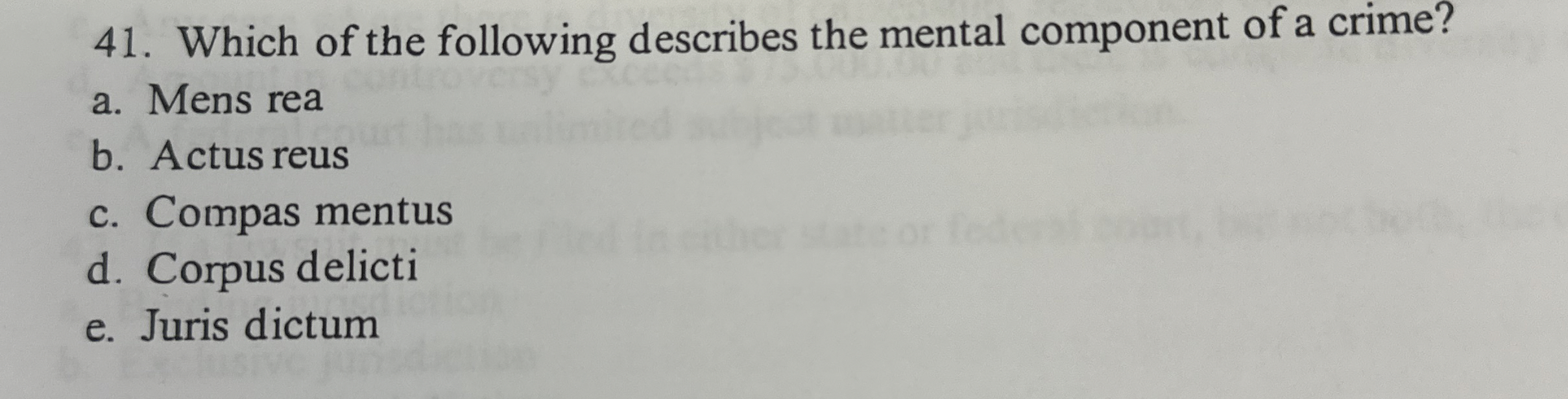Which of the following describes the mental
