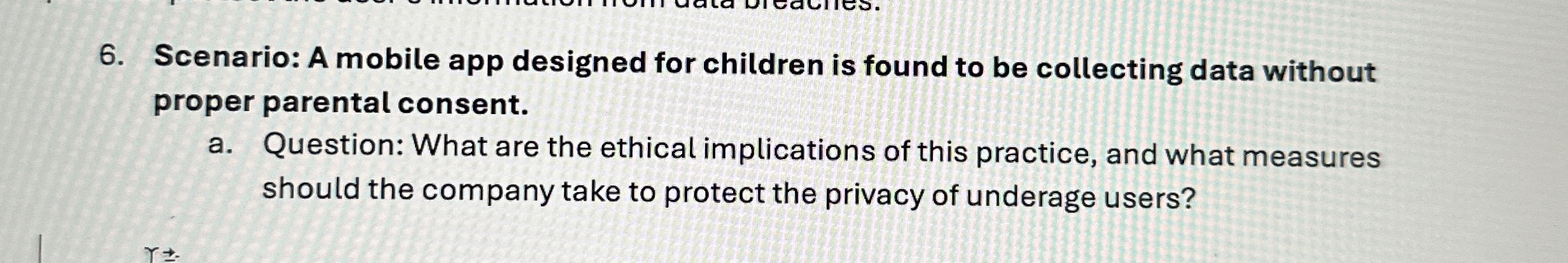 Scenario: A mobile app designed for children is