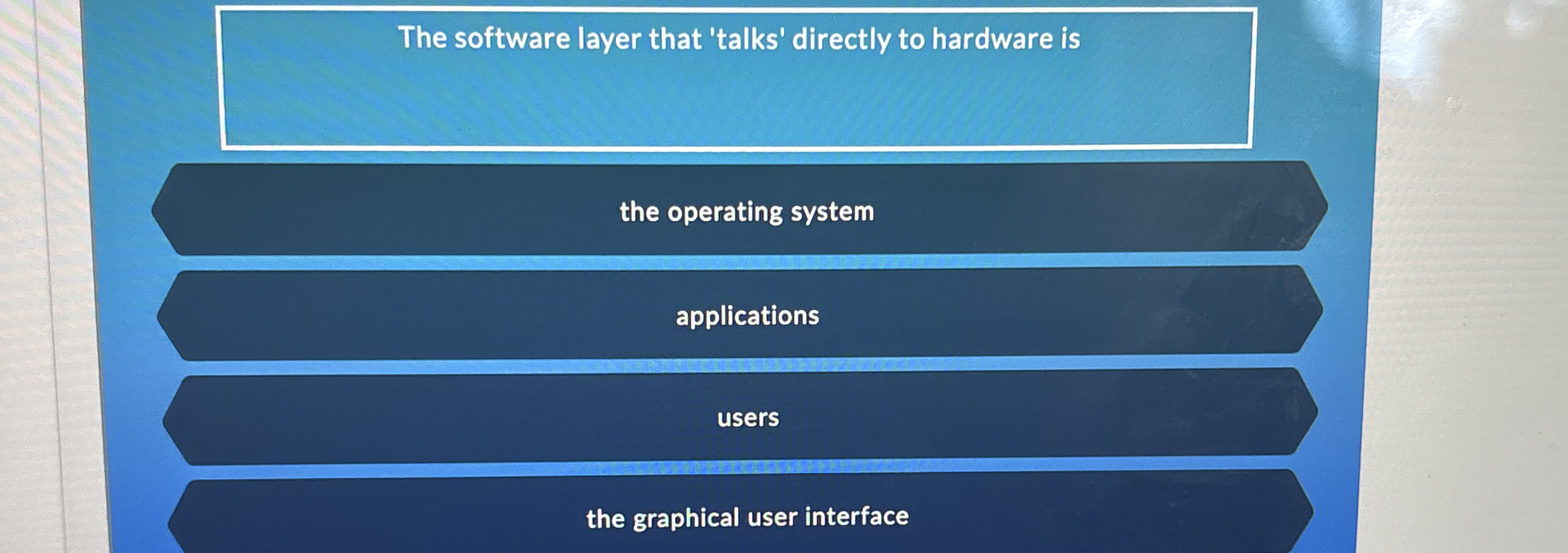 The software layer that 'talks' directly to