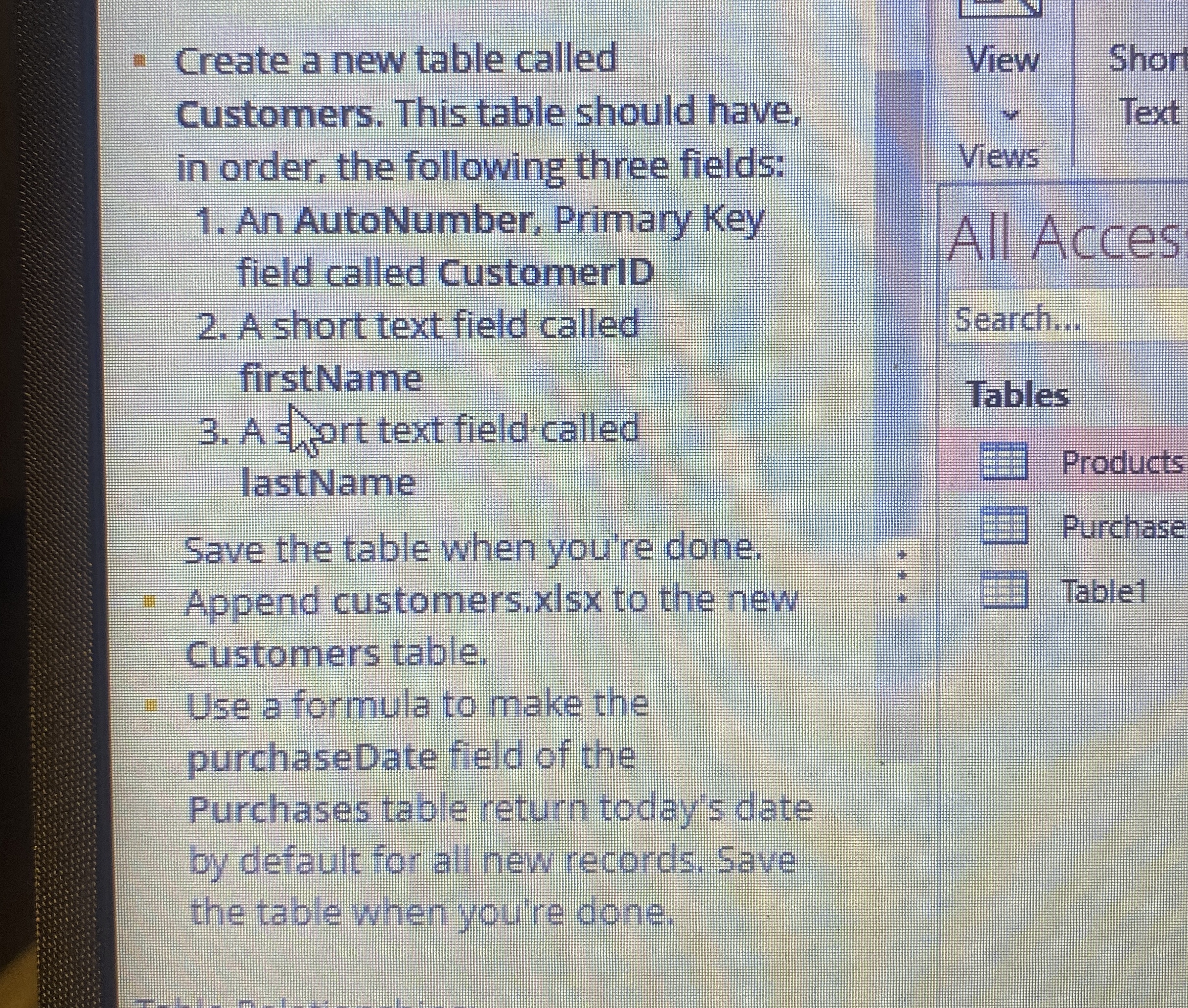 Create a new table called Customers. This table