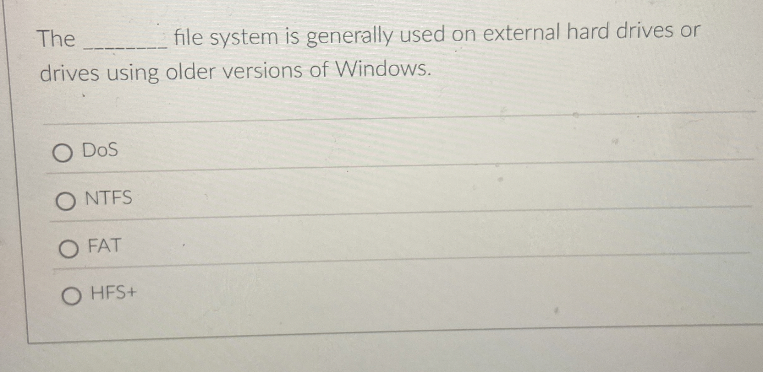 The file system is generally used on external