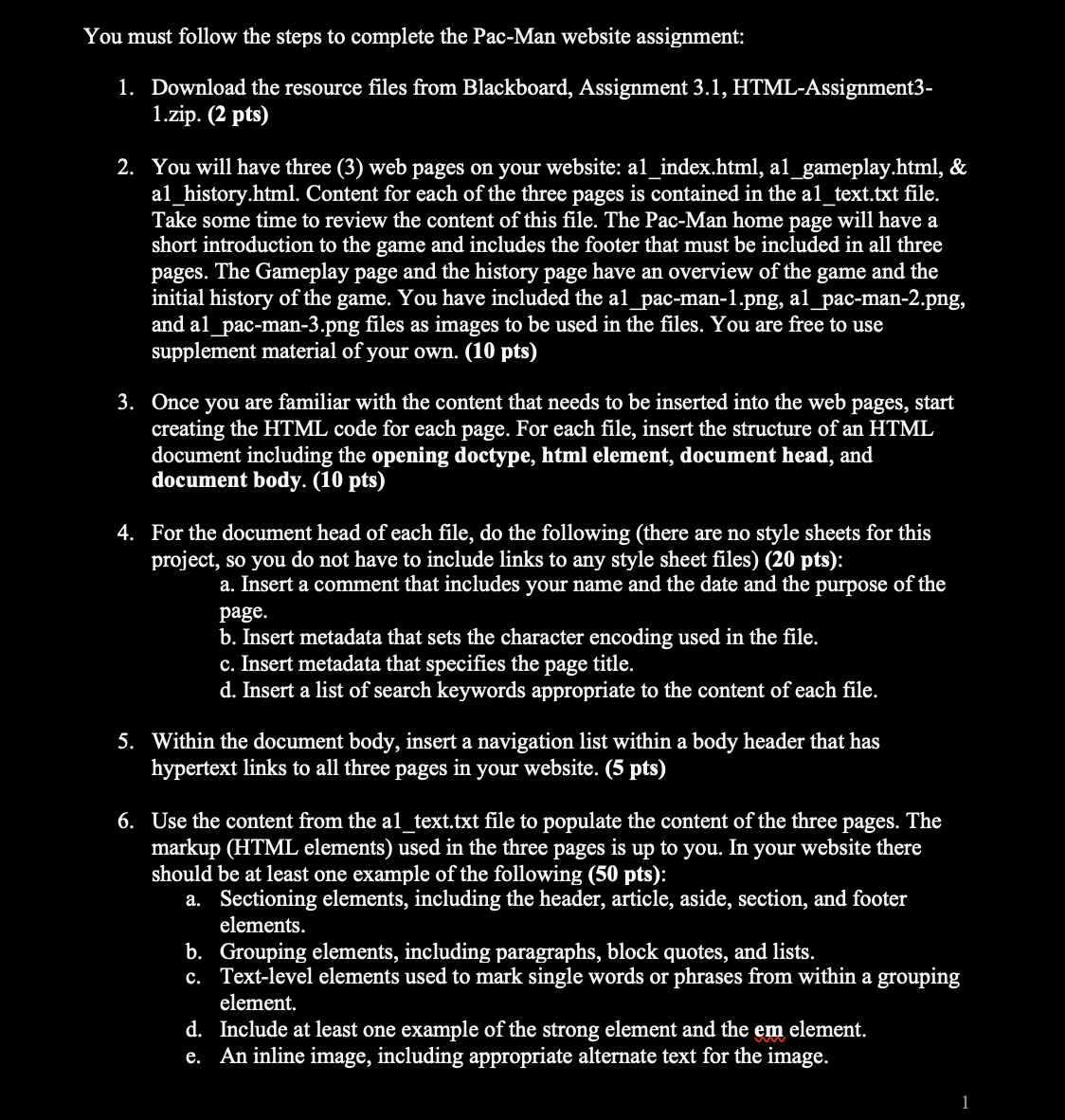 html pac man c . a 1 _ history.html ( 3 pts ) : (