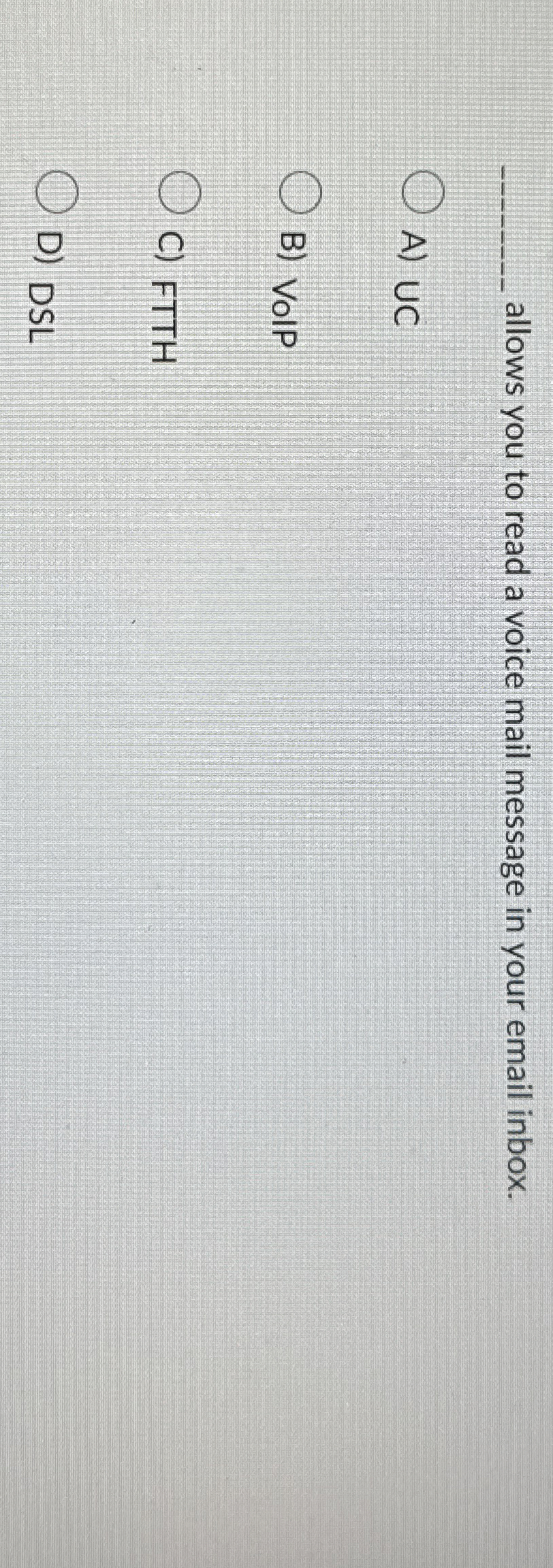 q , allows you to read a voice mail message in