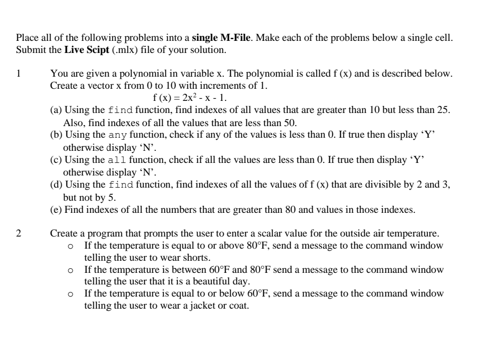 Place all of the following problems into a single