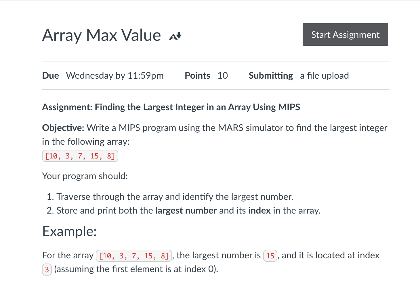 Assignment: Finding the Largest Integer in an